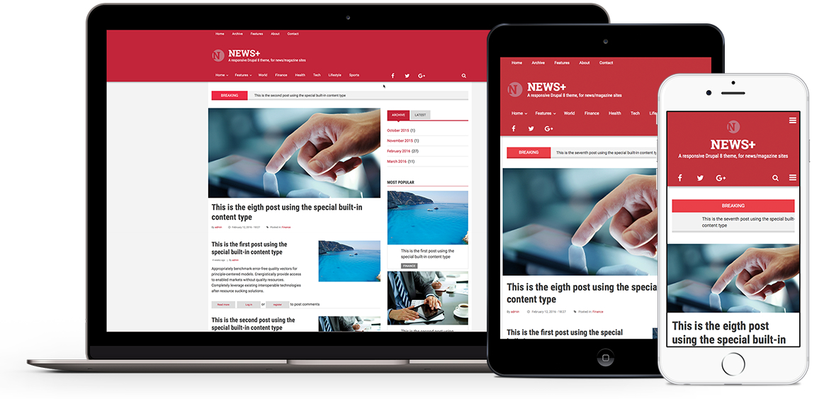 News+, premium theme for Drupal 8