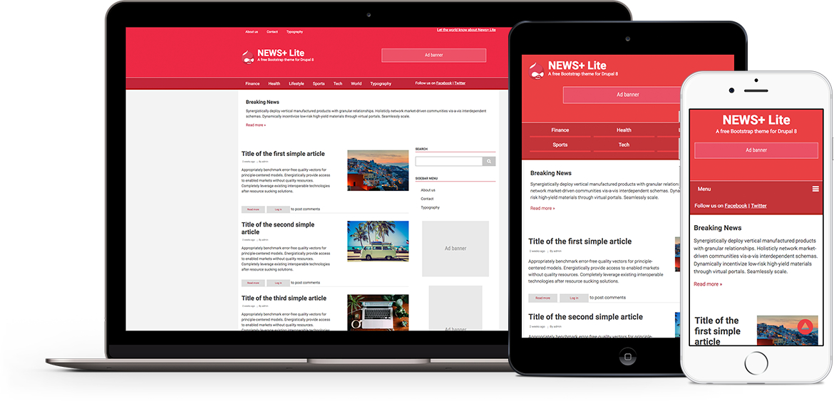 News+ Lite free theme for Drupal 8