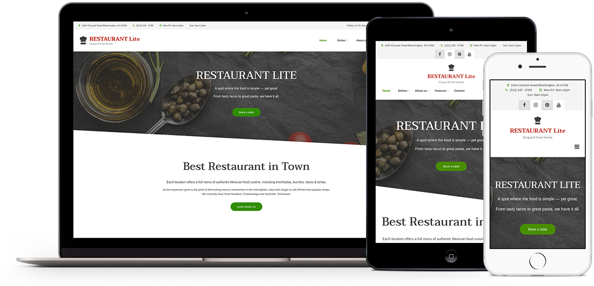 Restaurant Lite theme for Drupal 8